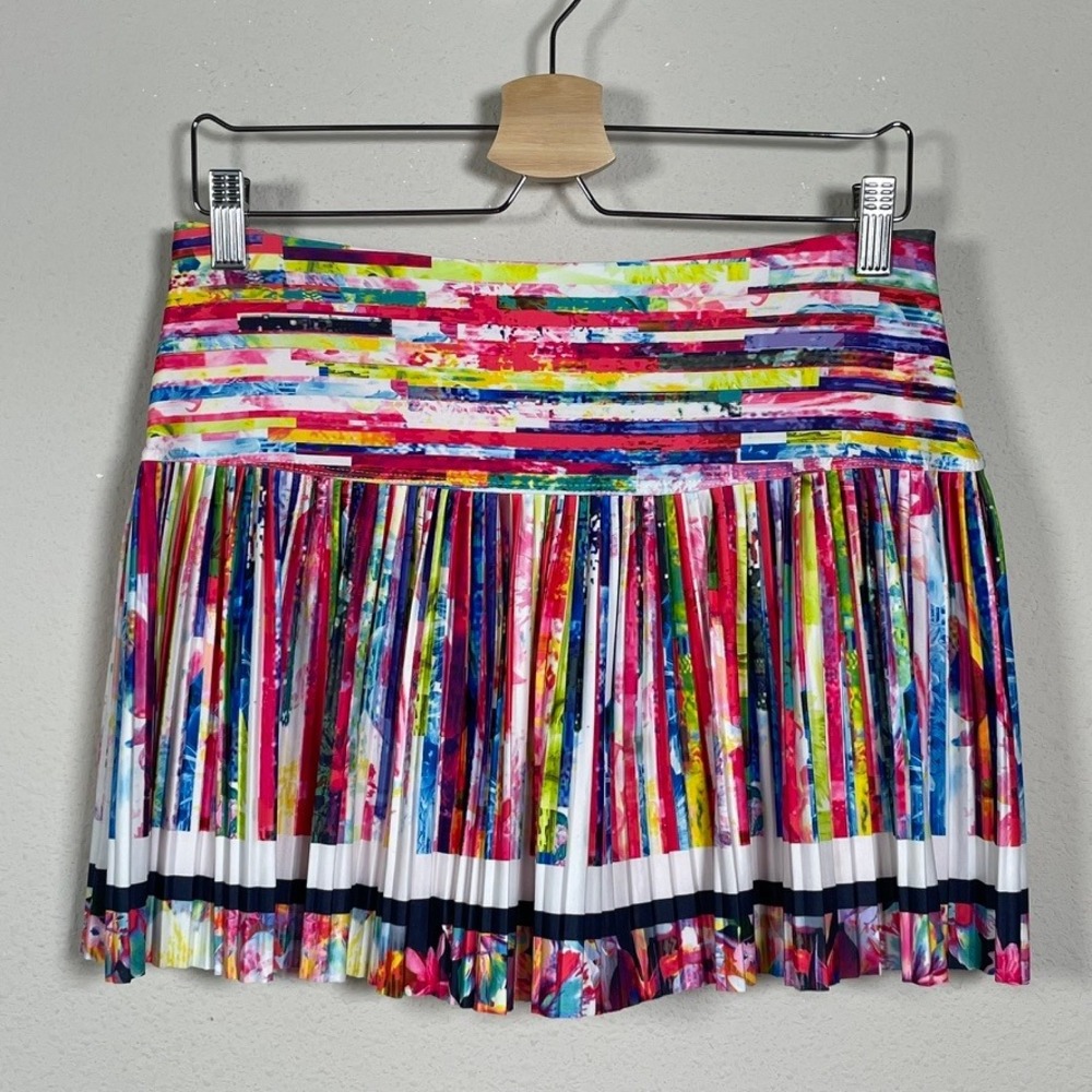 Lucky in Love Tennis Skort Women M Multicolor Pleated Floral Athletic Skirt
